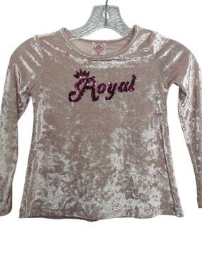 Garanimals Kids Velvet Long Sleeve Top Girls Size 5 Pink Sequin Royal